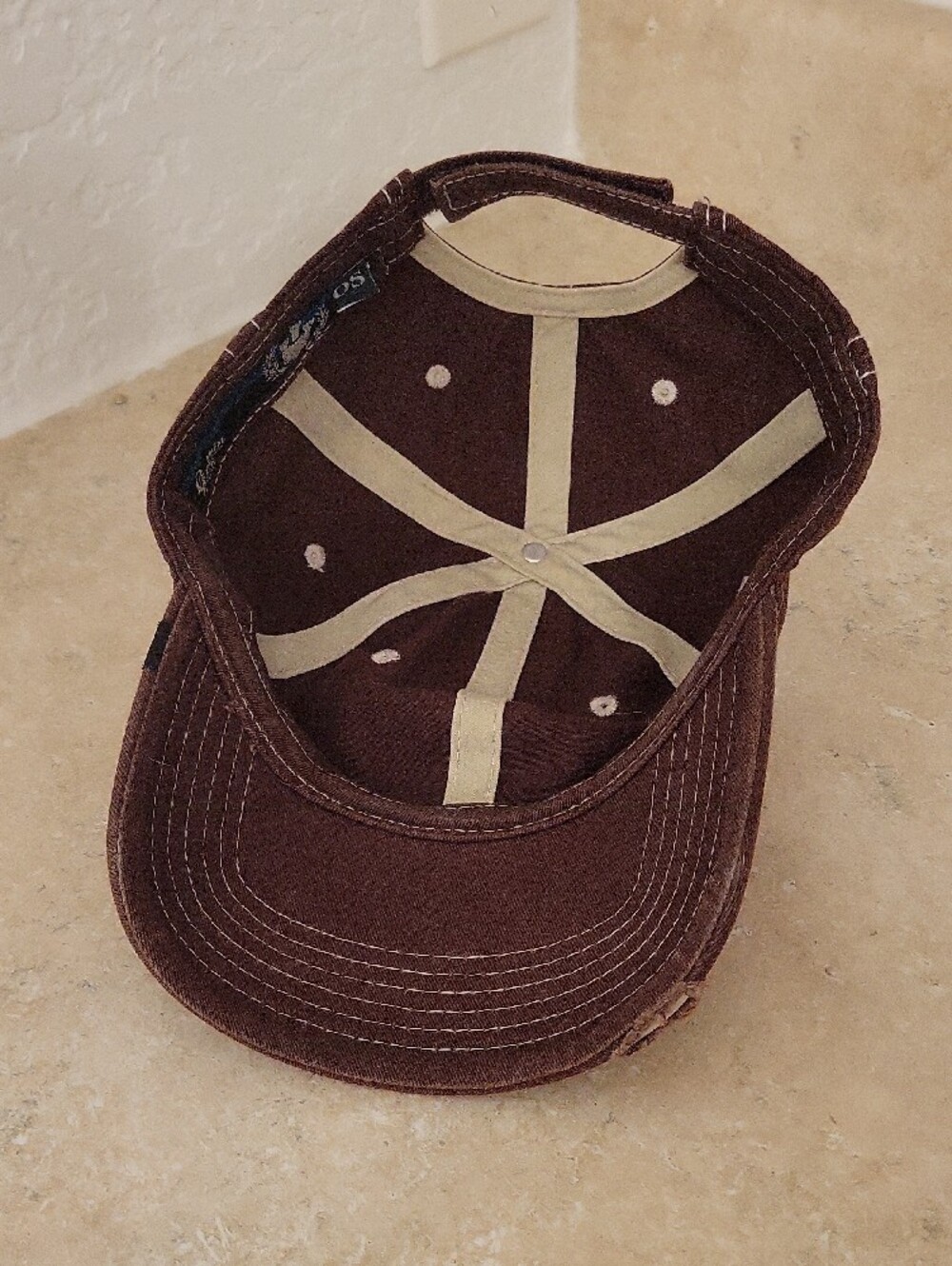 Distressed Brown Men's Washed Baseball Cap - Picture 5 of 6